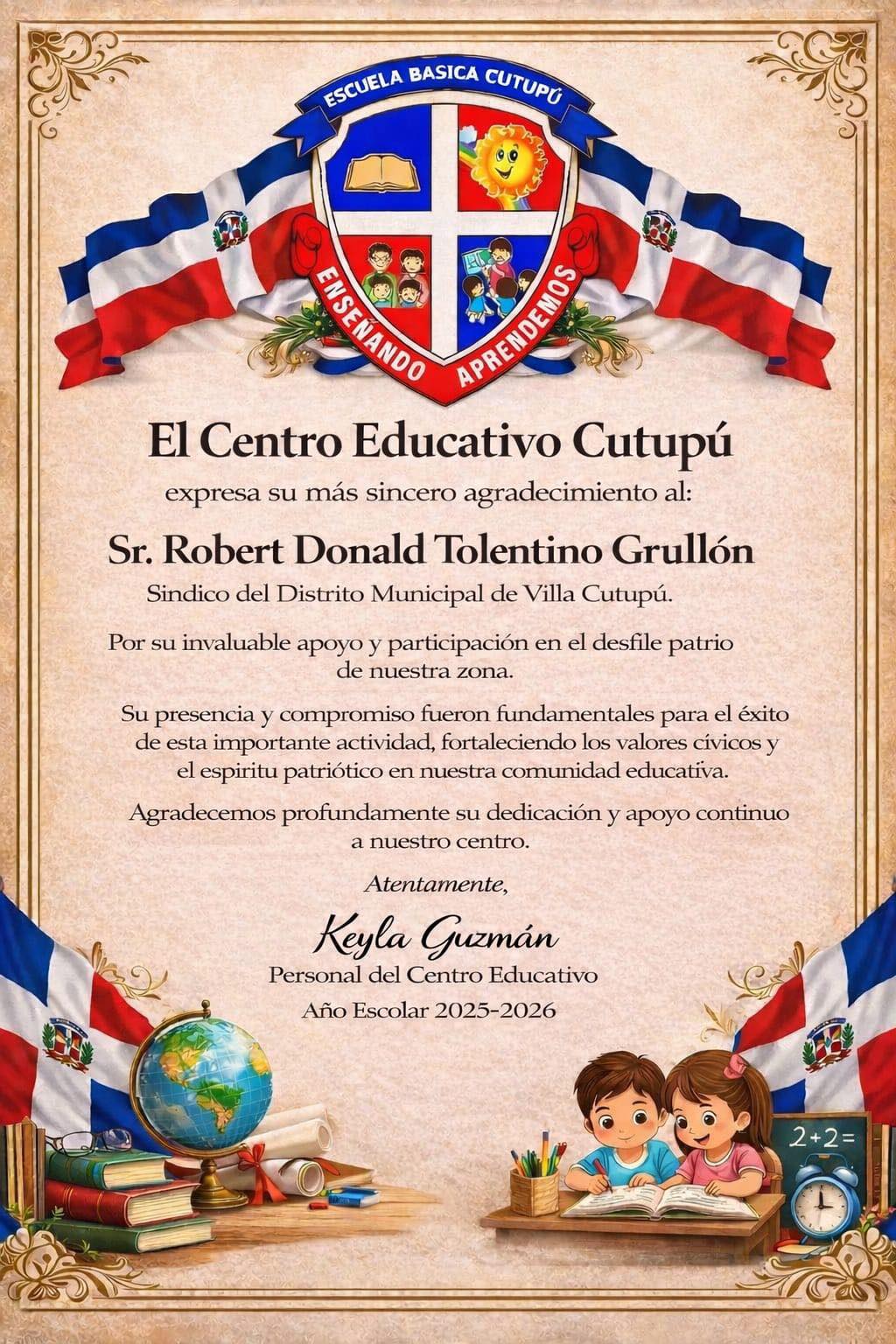 Agradecimiento los Centros Educativos